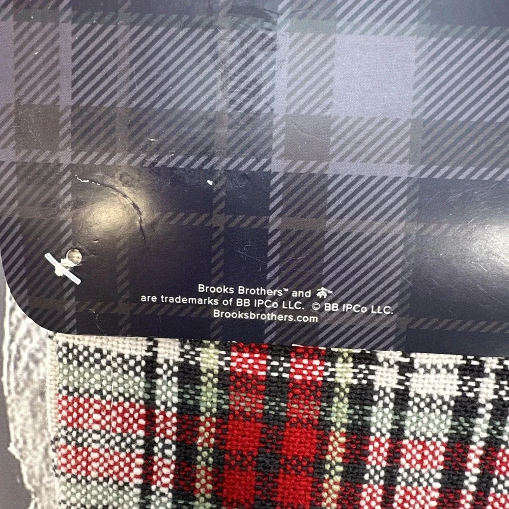 Brooks Brothers Table Runner Oversized Red Tan Tartan Plaid Christmas Holiday